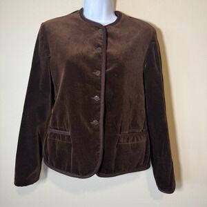 VTG  Chaus Chocolate Brown Velvet Jacket Blazer Women's 9/10 Hong Kong Retro